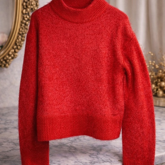 H&M Mohair Wool Blend Sweater Cozy Red Knit